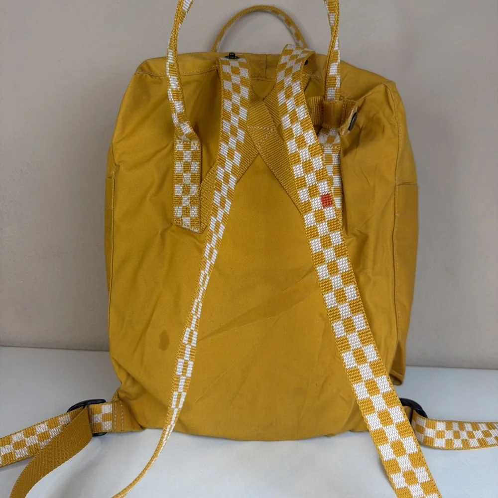 Fjallraven Kanken Checkered Backpack Ochre chess pattern Yellow